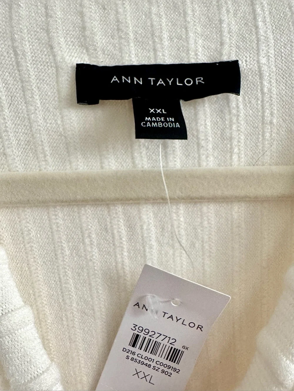 NWT Ann Taylor Off White Ribbed Mock Neck Sweater Dress XXL